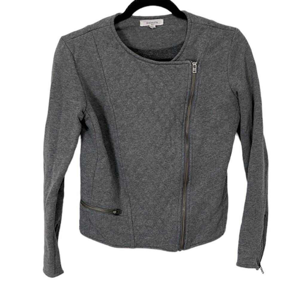 Athleta Heather Gray Belvedere Zip up Moto Jacket Women’s size Small